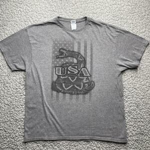 Don't Tread On Me Shirt Mens XL Gray Flag Military Crew Neck Short Sleeve